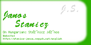 janos stanicz business card